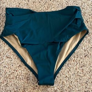 Swimsuits for All Teal High-Waisted Bikini Bottom